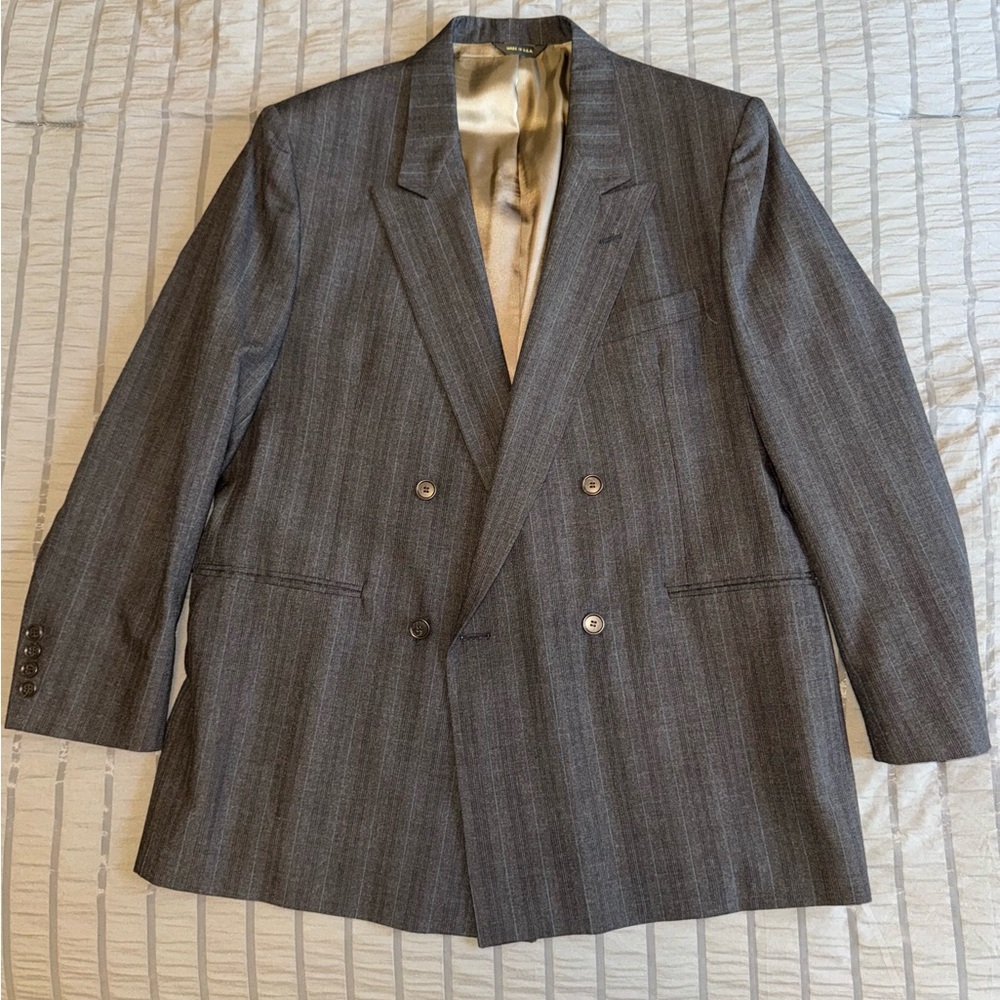 Stafford Charcoal & Subtle Blue Pinstripe Double-Breasted Suit